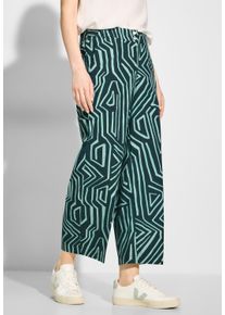 Cecil Damen Stoffhose, grün, casual, Gr. XL, bedruckt, Web, 100% Baumwolle, Hosen, High Waist