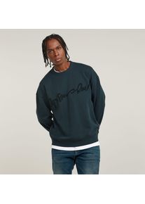 G-Star Raw G-STAR Herren Sweatshirt "Chenille G-script Loose", blau, casual, Gr. L, Sweatware, Obermaterial: 100% Baumwolle, Sweatshirts