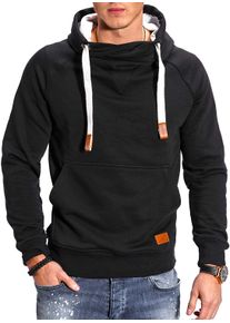 behype Herren Kapuzensweatshirt "JULES", schwarz, Gr. M, unifarben, 70% Baumwolle, 30% Polyester, Sweatshirts, mit hohem Kragen