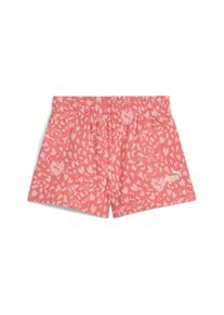 Puma Kinder Sporthose "Flaming Love Hochgeschnittene Shorts Mädchen"peach frost rot, Gr. 128, animal-print, Obermaterial: 68% Baumwolle, 32%