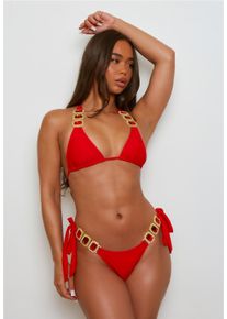 MODA MINX Damen Triangel-Bikini-Top "Boujee", rot, elegant, Gr. XL, unifarben, 100% Polyester, Bikini-Oberteile, mit stilvollem Steinbesatz