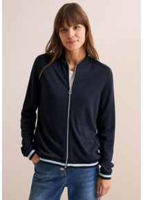 Cecil Damen Cardigan, blau, casual, Gr. XXL, unifarben, Stoff, 67% Polyester, 30% Viskose, 3% Elasthan, Strickjacken, aus softem Materialmix
