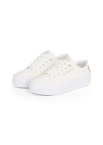 Tommy Hilfiger Damen Plateausneaker "ESSENTIAL VULC TEXTILE SNEAKER", Gr. 40, beige, Textil, sportlich, Schuhe, Freizeitschuh, Halbschuh, Schnürschuh
