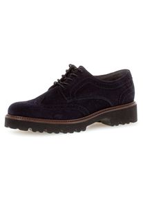 Gabor Damen Schnürschuh, Gr. 37, blau, Ziegenveloursleder, unifarben, klassisch, Schuhe, mit dezenter Lyralochung, Freizeitschuh, Halbschuh,