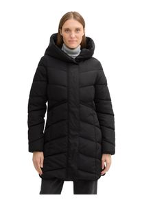 Tom Tailor Damen Steppmantel, schwarz, casual, Gr. L, unifarben, Web, Obermaterial: 100% Polyester. Futter: 100% Polyester, Mäntel, mit Kapuze