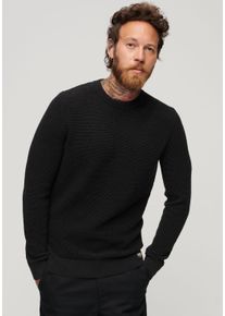 Superdry Herren Strickpullover "TEXTURED CREW KNIT JUMPER", schwarz, casual, Gr. S, meliert, Strick, Obermaterial: 100% Baumwolle, Pullover, mit