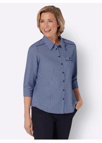 Classic Basics Damen Karobluse, blau, Gr. 46, gemustert, kariert, 100% Baumwolle, Blusen