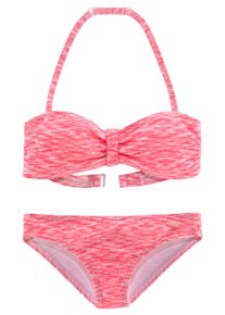 Venice Beach Kinder Bandeau-Bikini, weiß, Gr. 122, Melange-Effekt, Polyamid, Bikini-Sets, regulierbares Top, seitliche Stäbchen