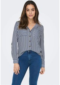 Only Damen Hemdbluse "OnlyASMIN SHIRT L/S WVN NOOS", blau, casual, Gr. XS, gestreift, Web, Obermaterial: 100% Viskose, Blusen
