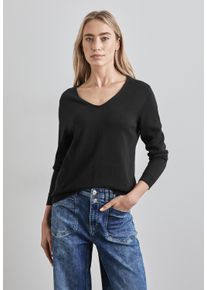 Street One Damen Strickpullover, schwarz, casual, Gr. 38, unifarben, Stoff, 60% Viskose, 40% Baumwolle, Pullover, mit V-Ausschnitt