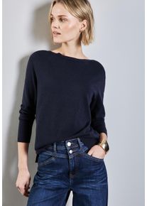 Street One Damen Strickpullover, blau, casual, Gr. 42, unifarben, Strick, Obermaterial: 50% Viskose, 28% Polyester, 22% Polyamid, Pullover, mit