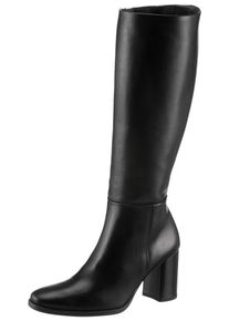 Paul Green Damen Stiefel, Gr. 38, schwarz, Glattleder, unifarben, klassisch, Schuhe, Langschaftstiefel, Klassik-Stiefel, Blockabsatz, mit