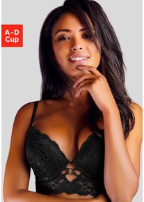 Vivance Damen Push-up-BH "Francesca", Gr. 70, schwarz, Spitze, Obermaterial: 88% Polyamid, 12% Elasthan, sexy, BHs, in Bustier-Form, sexy Dessous