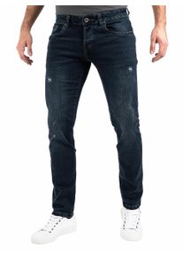 PEAK TIME Herren Slim-fit-Jeans "München", blau, Basic, Gr. 30, Abriebeffekte, Destroyed-Effekte, Denim/Jeans, Obermaterial: 87% Baumwolle, 9%