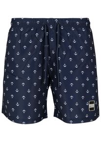 Urban Classics Herren Badeshorts "Urban Classics Herren Pattern Swim Shorts", blau, Gr. S, 100% Polyester, Badehosen