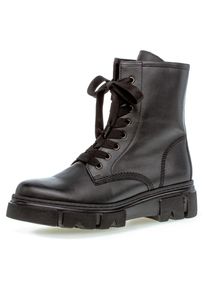 Gabor Damen Schnürboots, Gr. 37, schwarz, Glattleder, unifarben, modisch, Schuhe, mit Innenreißverschluss