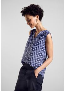 Street One Damen Blusentop, blau, casual, Gr. 46, bedruckt, Stoff, 100% Viskose, Blusen, aus softer Viskose