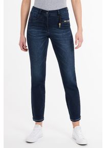 Recover Pants Damen 5-Pocket-Jeans "Ronja", blau, casual, Gr. 40, unifarben, 97% Baumwolle;3% Elasthan, Jeans, mit ausgefallenen Details