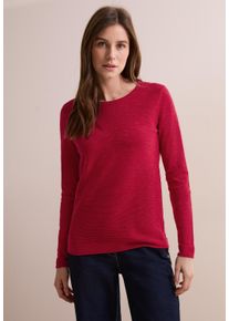 Cecil Damen Strickpulloverheather granita rot melange, casual, Gr. XL, unifarben, Web, 60% Baumwolle, 40% Polyester, Pullover, im soften Baumwoll-Mix