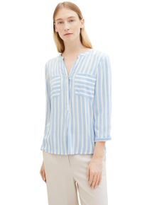 Tom Tailor Damen Schlupfbluse, blau, casual, Gr. 34, Web, Obermaterial: 100% Viskose, Blusen, mit verdeckter Knopfleiste