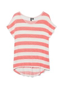 Véro Moda VERO MODA Damen Kurzarmshirt "VMWIDE STRIPE SL TOP GA JRS NOOS"dubarry stripes:snow weiß, modisch, Gr. M, gestreift, Jersey, Obermaterial: 96%