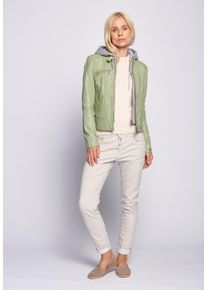 Maze Damen Lederjacke "Mico", grün, Gr. S, Obermaterial: 100% Lammleder / Innenfutter: 100% Polyester / Kapuze: 55% Baumwolle, 45% Polyester, Jacken