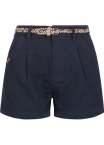 Ragwear Damen Chinoshorts "Sorenn Intl.", blau, casual, Gr. 28, 98% Baumwolle, 2% Elasthan, Hosen, kurze Hose mit hochwertigem Flechtgürtel
