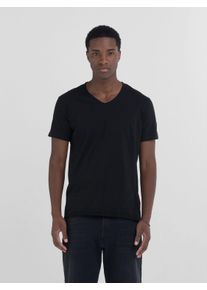 Replay Herren V-Shirt, schwarz, casual, Gr. XXL, Jersey, Obermaterial: 100% Baumwolle, Shirts