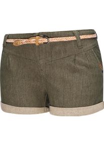 Ragwear Damen Chinoshorts "Heaven A", grün, casual, Gr. 27, 98% Baumwolle, 2% Elasthan, Hosen, kurze Hose mit hochwertigem Flechtgürtel