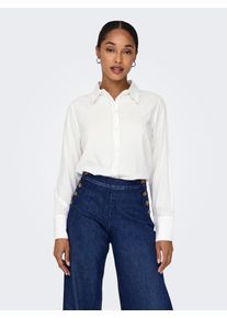Only Damen Hemdbluse "ONLBERIT LIFE L/S SHIRT WVN", weiß, modisch, Gr. XS, unifarben, Web, Obermaterial: 100% Viskose, Blusen