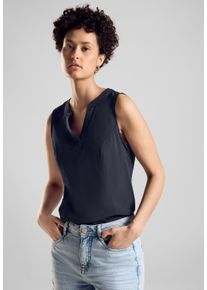 Street One Damen Blusentop, blau, casual, Gr. 44, unifarben, Stoff, 75% Polyamid, 25% Elasthan, Blusen, aus softem Materialmix