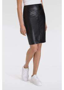 Mauritius Damen Lederrock, schwarz, elegant, Gr. L, leicht glänzend, Obermaterial: 100% Schafsleder. Futter: 100% Polyester, Röcke, in eleganter Form