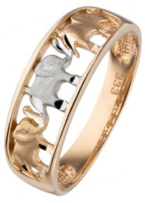 Jobo Damen Fingerring "Elefanten", 58, Gelbgold 333, gold, Gelbgold 333, Fingerringe, 333 Gold tricolor