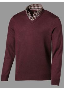 CLASSIC Herren Strickpullover "Pullover", rot, Gr. 56, unifarben, gemustert, 100% Polyacryl, Kragen:100% Baumwolle, Pullover