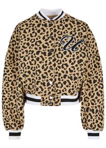Urban Classics Damen Sweatjacke "Urban Classics Damen Ladies AOP Oversized College Sweat Jacket", beige, Gr. L, 65% Baumwolle, 35% Polyester,