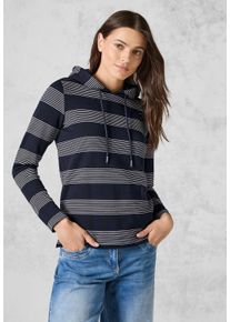 Cecil Damen Langarmshirt, blau, casual, Gr. XXL, gestreift, Stoff, 64% Viskose, 33% Polyester, 3% Elasthan, Shirts, mit Materialmix