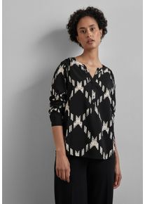 Street One Damen Langarmbluse, schwarz, casual, Gr. 44, bedruckt, Stoff, 100% Viskose, Blusen, aus softer Viskose