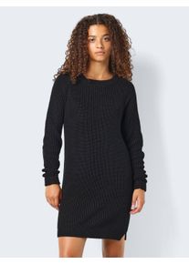 Noisy may Damen Strickkleid "NMSIESTA L/S O-NECK KNIT DRESS NOOS", schwarz, casual, Gr. M, unifarben, Rippstrick, Obermaterial: 50% Baumwolle, 50%