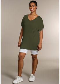 SANDGAARD Damen T-Shirt "Asmsterdam"khakigrün, Basic, Gr. 50, unifarben, Jersey, Obermaterial: 95% Viskose, 5% Elasthan, Shirts, in Unifarbe