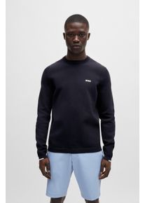 BOSS Green Herren Rundhalspullover "Ever-X_CN", blau, casual, Gr. L, unifarben, Strick, Obermaterial: 89% Baumwolle, 10% Polyester, 1% Elasthan,