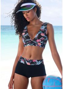 Kangaroos Damen Bikini-Hotpants "Agave", schwarz, Gr. 44, unifarben, Recycling-Polyamid, Badehosen, mit bedrucktem Bund
