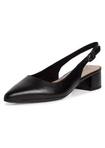 Tamaris Damen Slingpumps, Gr. 37, schwarz, Leder, elegant, Schuhe, Abendschuh, Sommerschuh, Blockabsatz, mit Touch It-Ausstattung