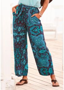 Vivance Damen Palazzohose, blau, modisch, Gr. 36, Paisley, Web, Obermaterial: 100% Viskose, Hosen, und Paisleyprint, elastischer Bund, Schlupfhose,