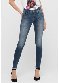 Only Damen Ankle-Jeans "ONLBLUSH MID SK ANK RW REA422 NOOS", blau, casual, Gr. XL, Abriebeffekte, Denim/Jeans, Obermaterial: 92% Baumwolle, 6%
