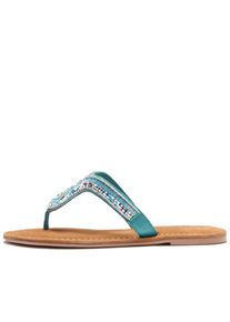 Lascana Damen Zehentrenner, Gr. 35, blau, Obermaterial: 70% Synthetik, 30% Schafsleder. Futter: 100% Schafsleder. Decksohle: 100% Ziegenleder.