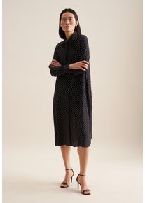 Seidensticker Damen Sommerkleid "Schwarze Rose", schwarz, Gr. 44, gepunktet, 100% Viskose, Kleider, Langarm Kragen Punkte