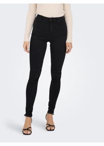 Only Damen High-waist-Jeans "ONLMILA-IRIS HW LANK SK LEG DNM PIMBOX", schwarz, modisch, Gr. M, unifarben, Denim/Jeans, Obermaterial: 73% Baumwolle,
