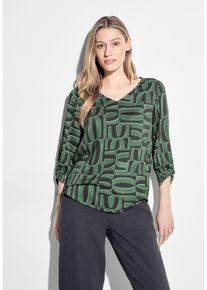 Cecil Damen Shirtbluse, grün, casual, Gr. XS, gemustert, Stoff, 100% Viskose, Blusen, aus softer Viskose