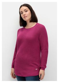 sheego Damen Strickpullover "Große Größen", pink, feminin, Gr. 42, unifarben, Grobstrick, Obermaterial: 50% Baumwolle, 50% Polyacryl, Pullover, im