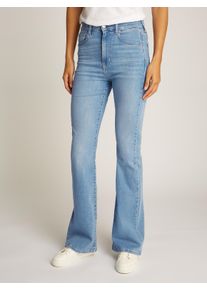 Tommy Jeans Damen Slim-fit-Jeans "Sylvia High Rise Flare", blau, casual, Gr. 32, unifarben, Denim/Jeans, Obermaterial: 92% Baumwolle, 6%